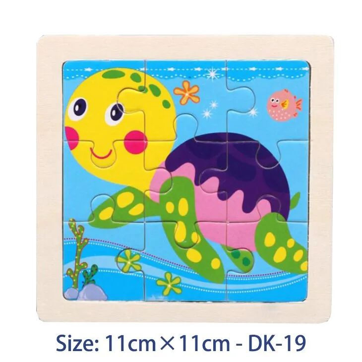 11CM Colorful Wood 3D Puzzles Cartoon Animals Kids Educational Toy Games