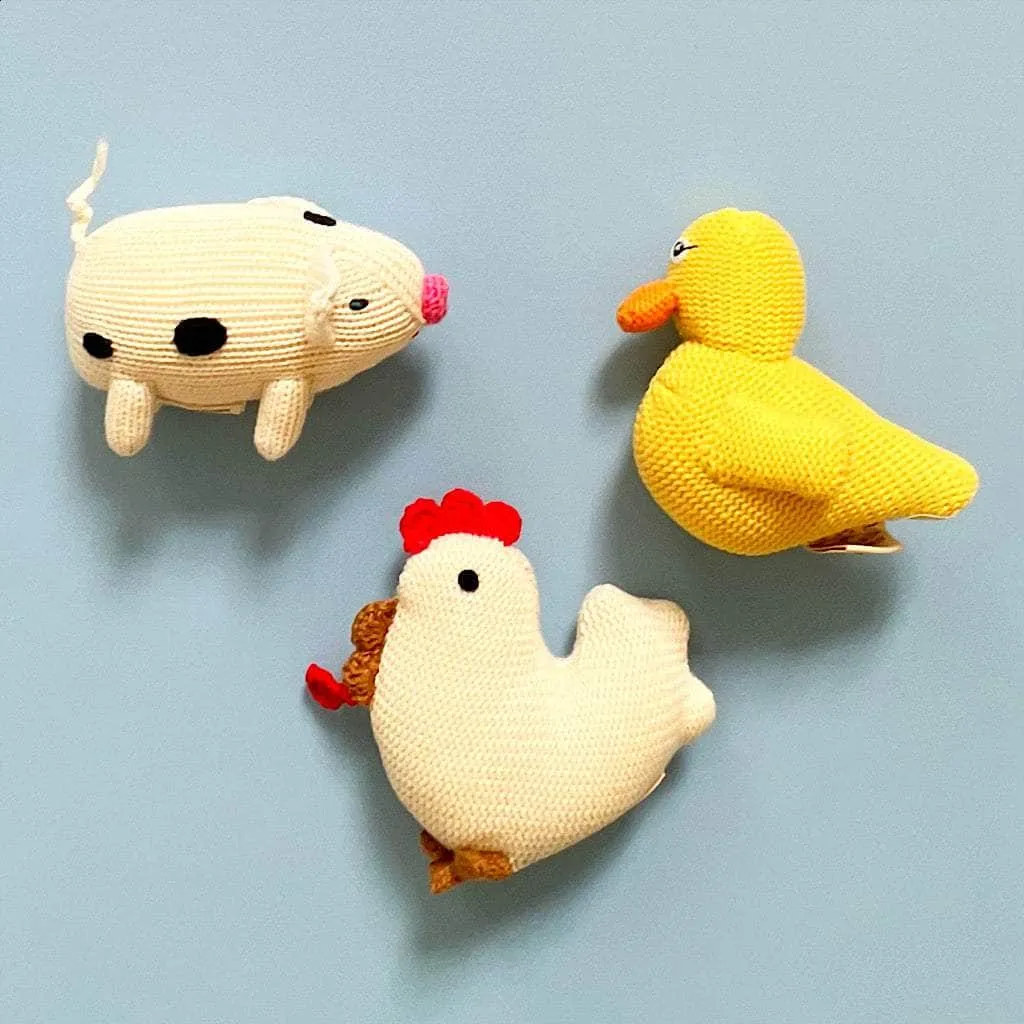 Baby Gift Set - On The Farm Knit Rattles