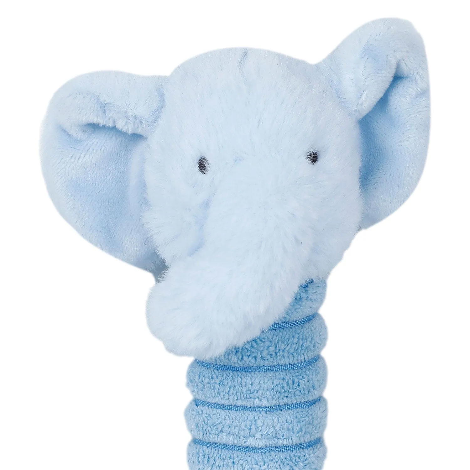 Baby Moo Elephant Squeaker And Rustle Paper Handheld Rattle Toy - Blue