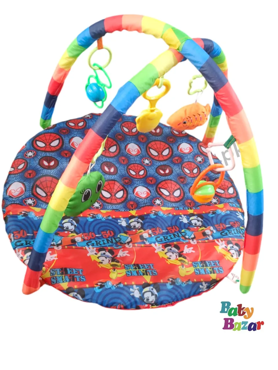 Baby Play Gym Mat With Rattles Bar Boys Girls Best Play Gym Activity(Blue)