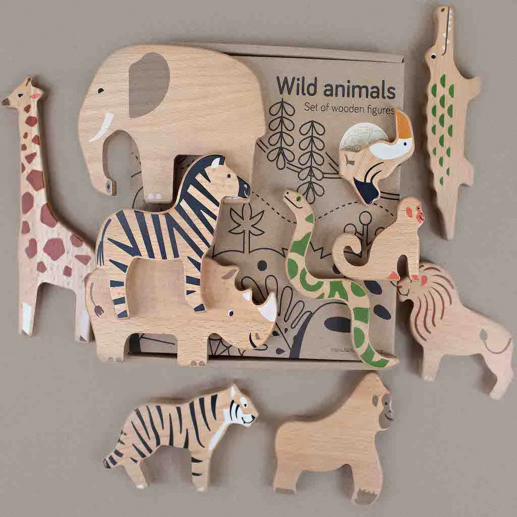Bajo Wild Animals Wooden Figurines Set.