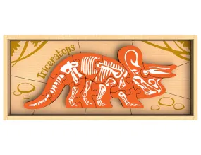 Begin Again Dino Skeleton Triceratops Wooden Puzzle