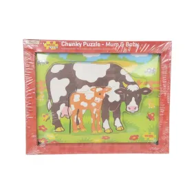 Bigjigs Chunky Puzzle Mum & Baby Cow Wooden Jigsaw Game