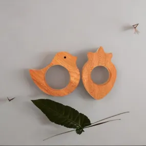 Bird and Strawberry Shaped Neem Wood Teethers