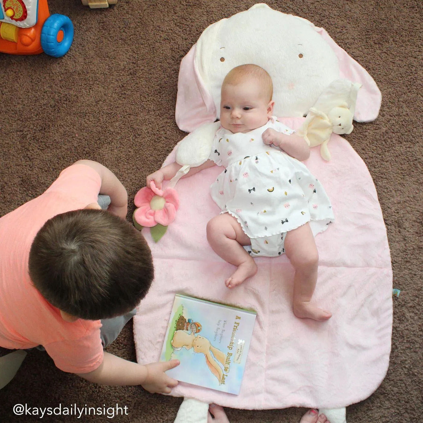 Bunnies by the Bay Blossom Bunny 3 in 1 Play Mat, Tummy Time and Pillow