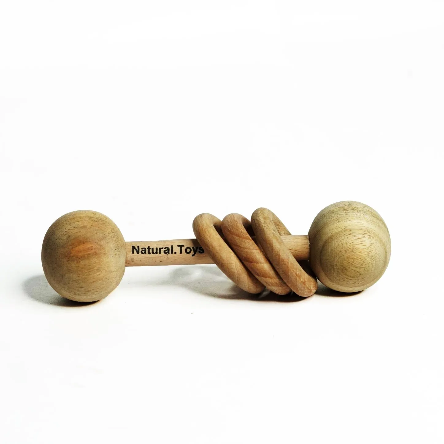 Buy Wooden Dumbbell Rattler Cum Teether Completely Natural Toy | Natural Toys