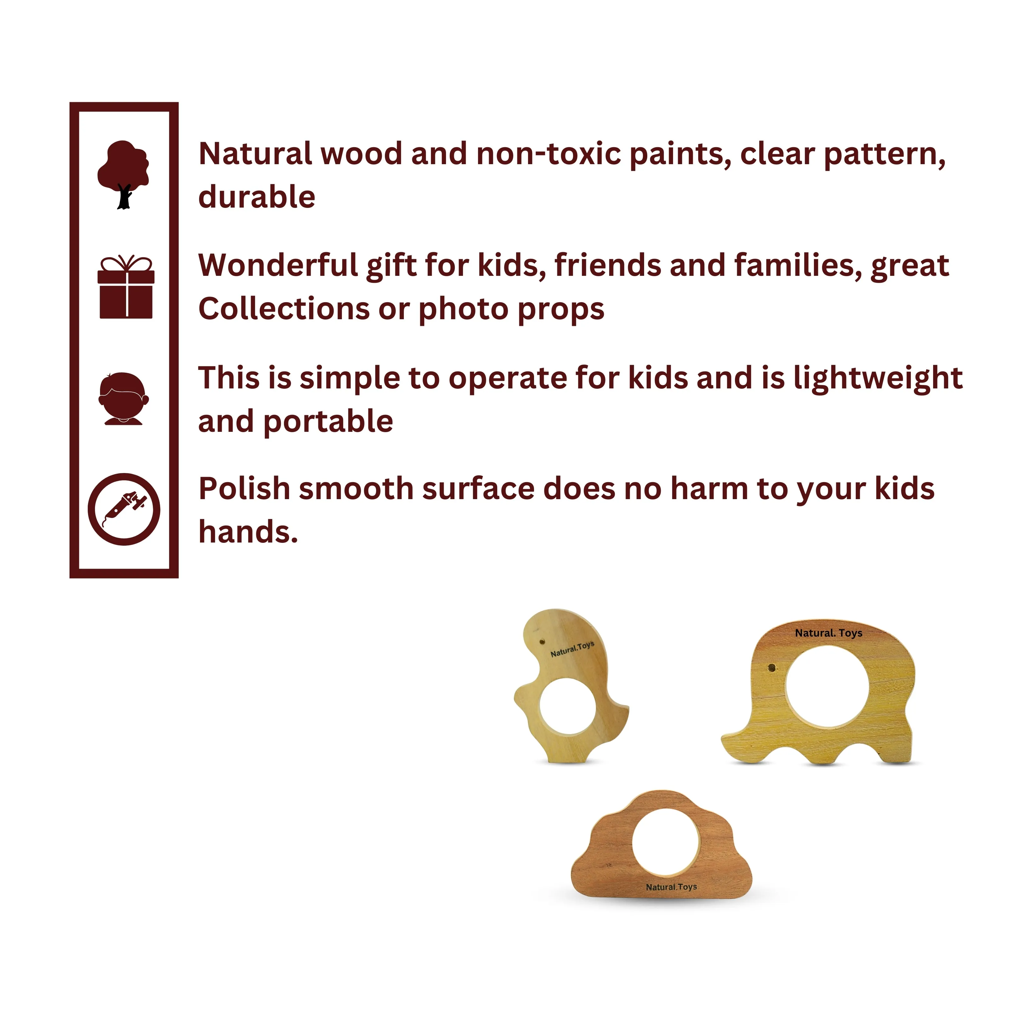 Buy Wooden Teether Combo 5 Pc Teether With 2 Pc Soother for kids | Natural Toys