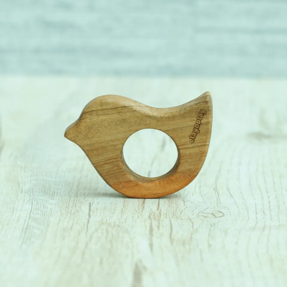 Earthytweens Neem Wood Teethers Set Of 2 (Bird Bunny)