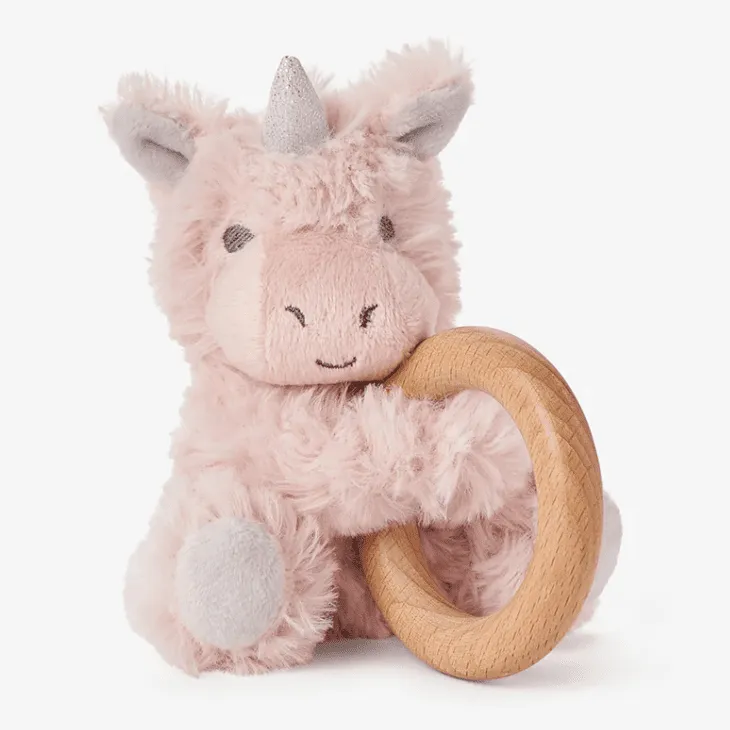 Elegant Baby Huggie Ring Rattle Plush - Unicorn