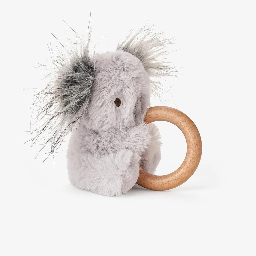 Elegant Baby Plush Koala Wooden Ring Rattle