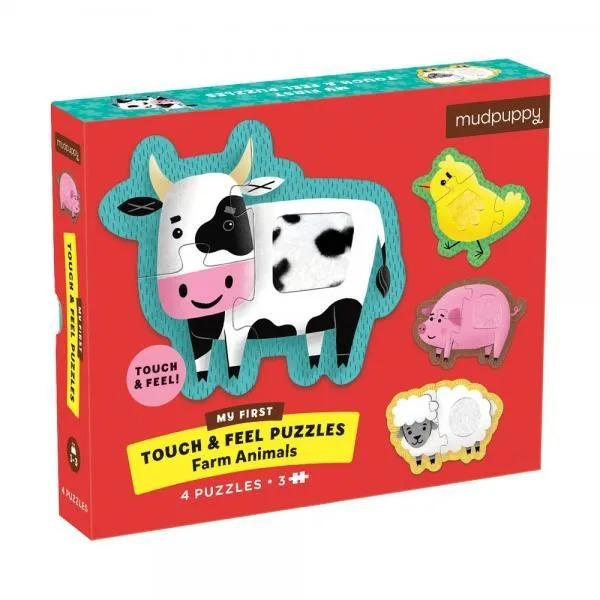 Farm  Animals Touch & Feel Four 3 Piece Puzzles