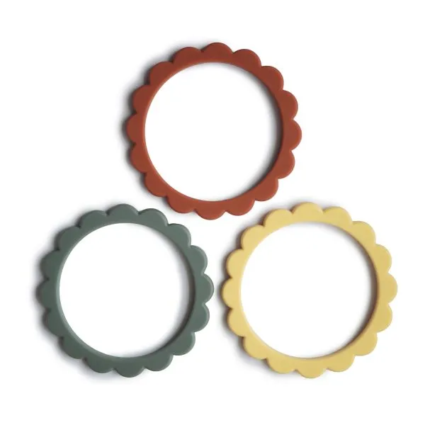 Flower Teething Bracelet 3-Pk Sunshine