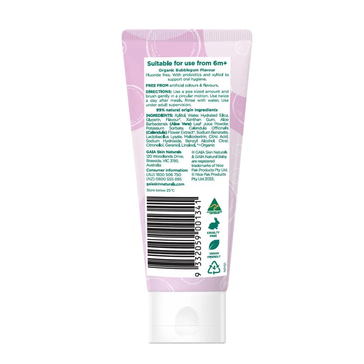 GAIA Natural Probiotic Toothpaste 50g  - Bubblegum Exp: 01/26