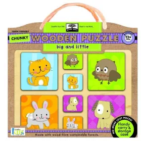 Green Start Chunky Wooden Puzzles - Big and Little: Earth Friendly Puzzles with Handy Carry & Storage Case
