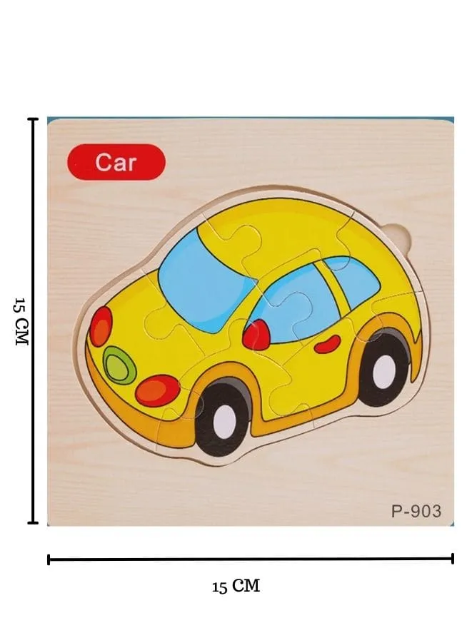 Jigsaw 3D Wooden Puzzle Early Learning Toy for Children, Vehicle set, Car