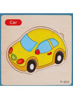 Jigsaw 3D Wooden Puzzle Early Learning Toy for Children, Vehicle set, Car