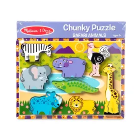 Melissa & Doug Deluxe Wooden Safari Animals Chunky Puzzle Ages 2  000772037228