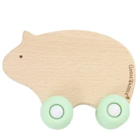 Mint Bear Silicone   Wood Teether with Wheels