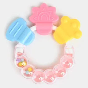 Multi Pattern Rattle & Silicon Teether | Pink