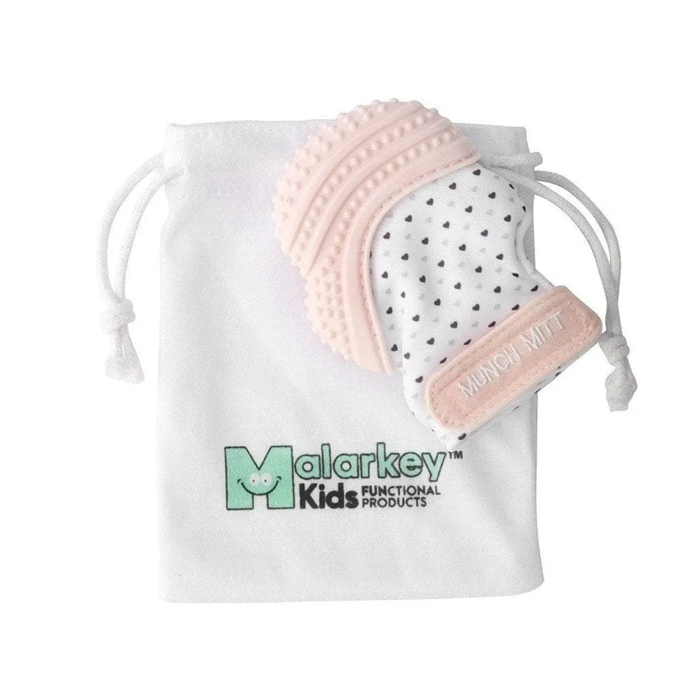 Munch Mitt Baby Teething Mitten & Sensory Toy Pink Hearts