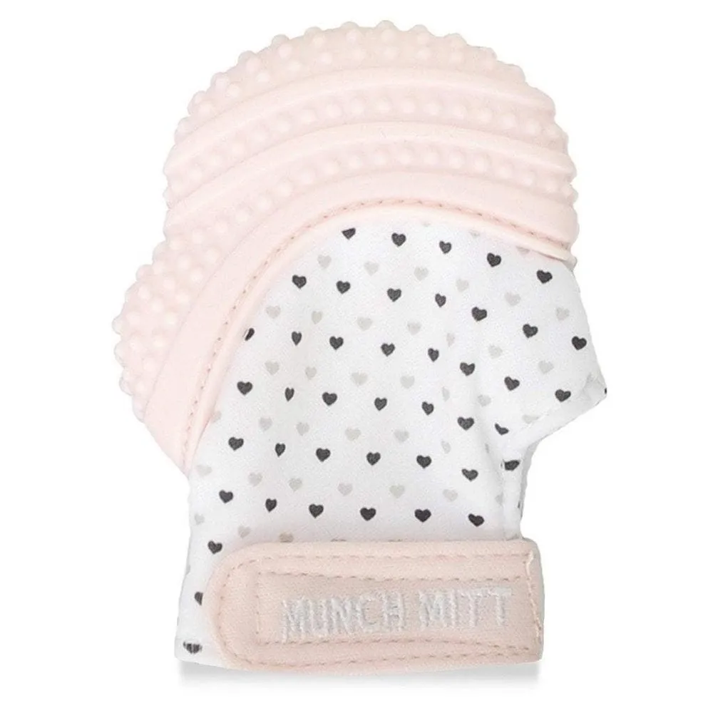 Munch Mitt Baby Teething Mitten & Sensory Toy Pink Hearts