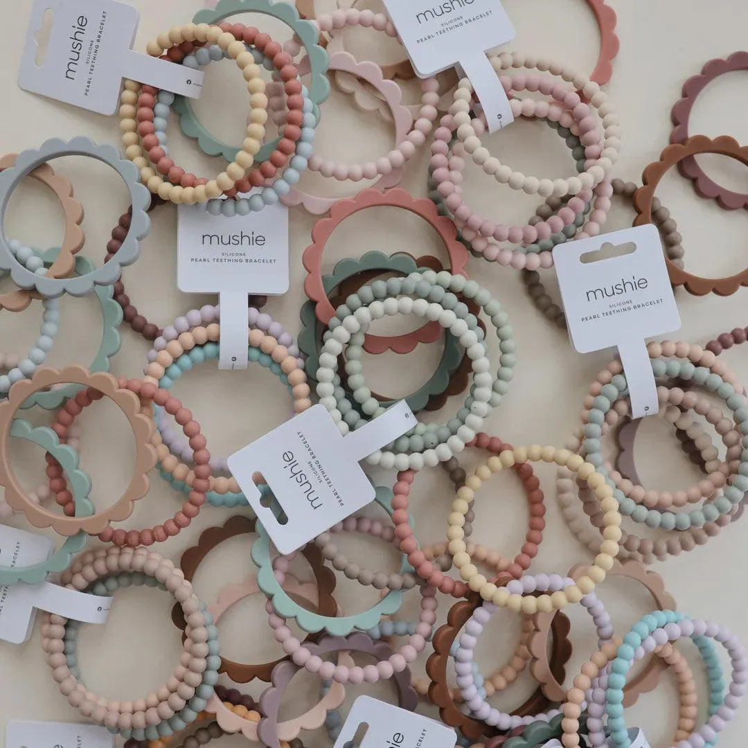 Mushie Pearl Teething Bracelet - Mellow/Terracotta/Periwinkle
