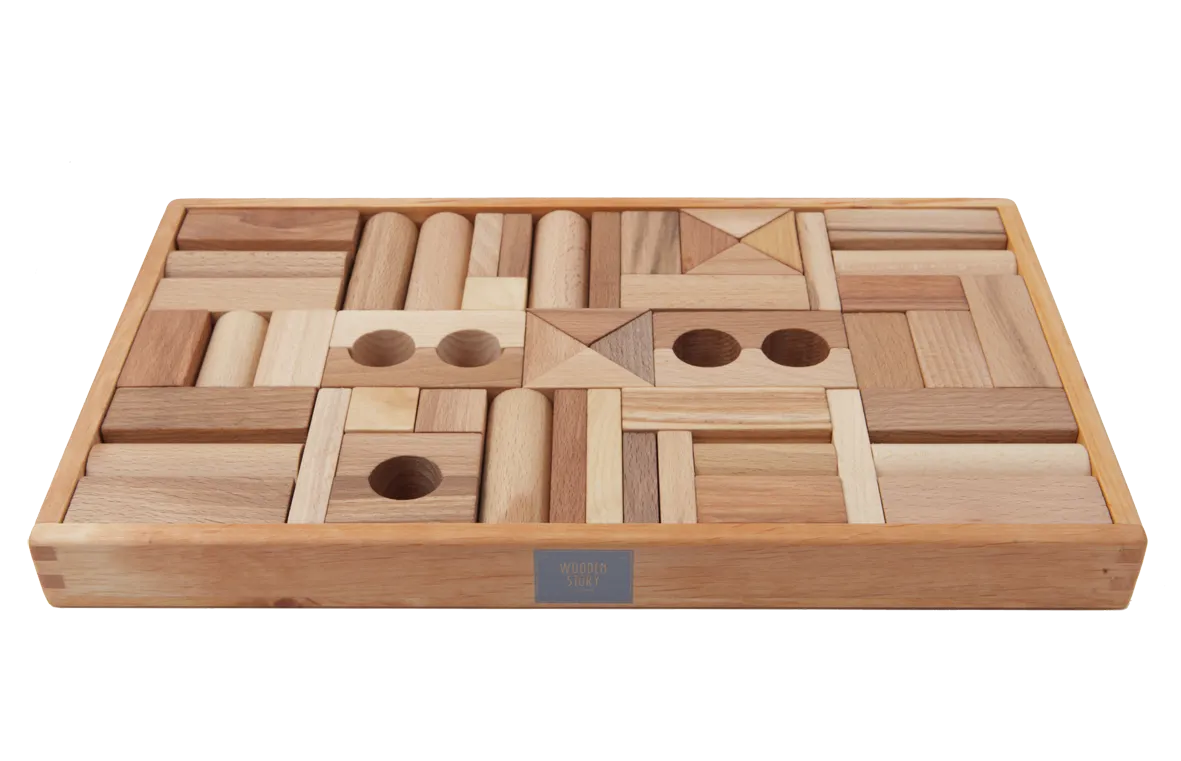 Natural Blocks in Tray - 54 pcs