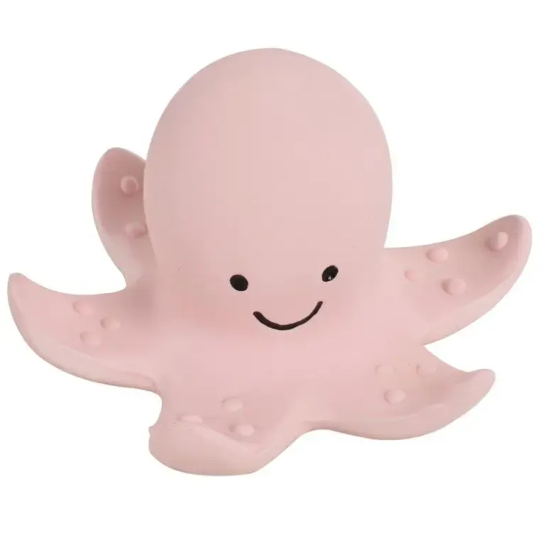 Octopus - Natural Organic Rubber Teether, Rattle and Bath Toy
