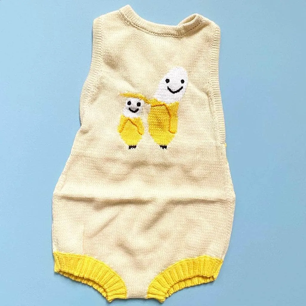 Organic Baby Gift Set | Banana Knit Romper, Lovey, Hat & Toys