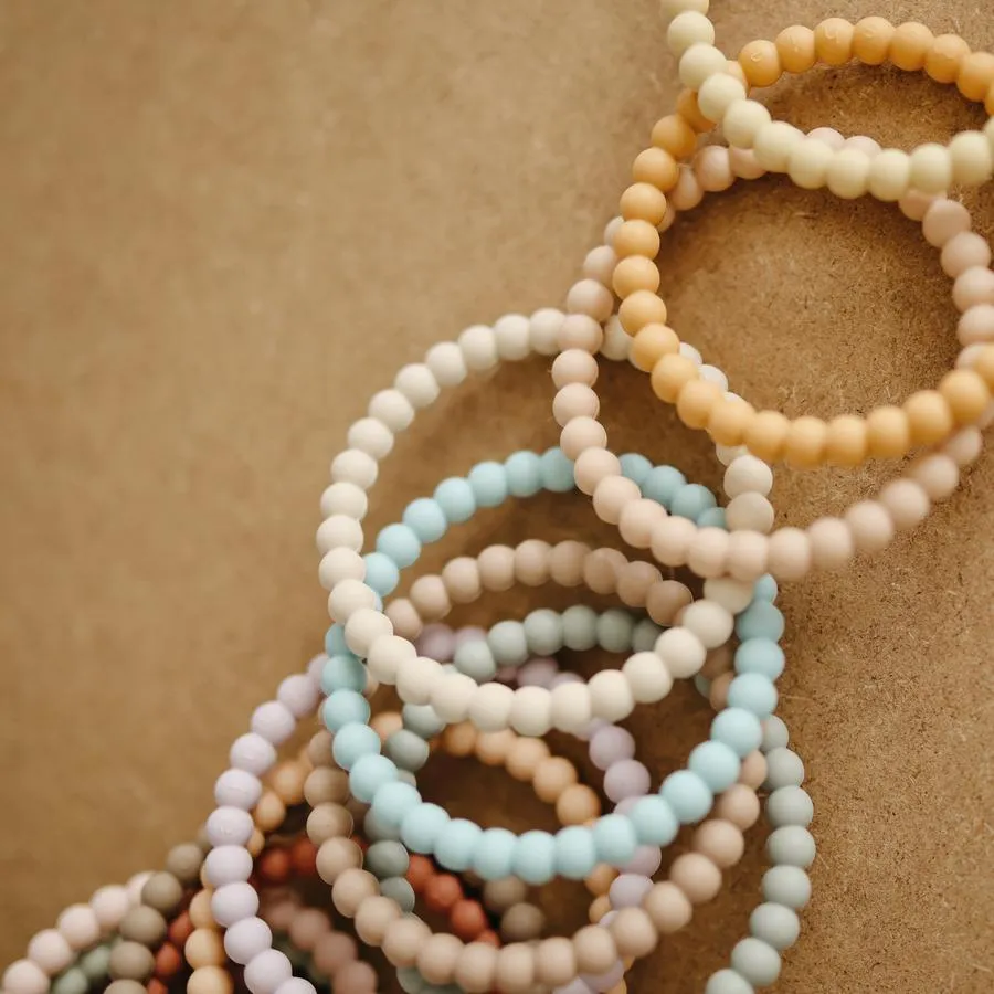 Pearl Teething Bracelet 3-Pack - Linen/Peony/Pale Pink