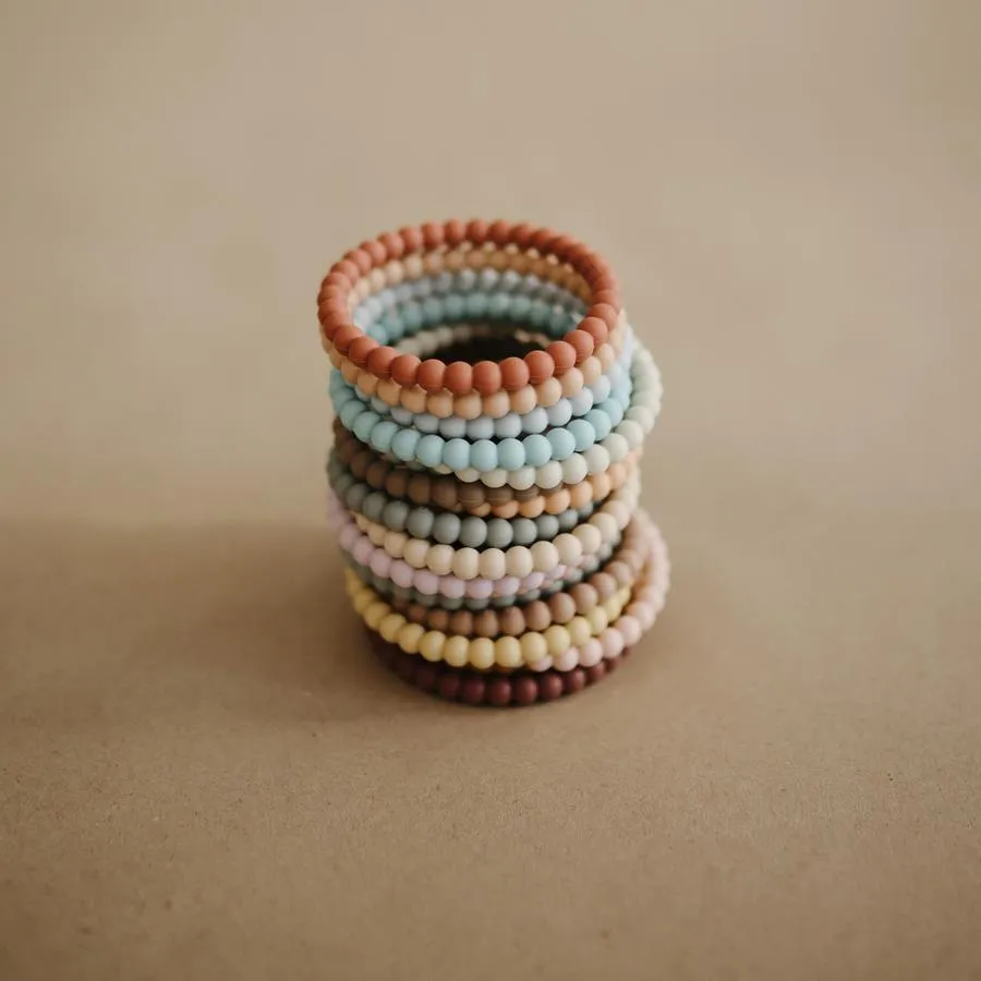 Pearl Teething Bracelet 3-Pack - Linen/Peony/Pale Pink