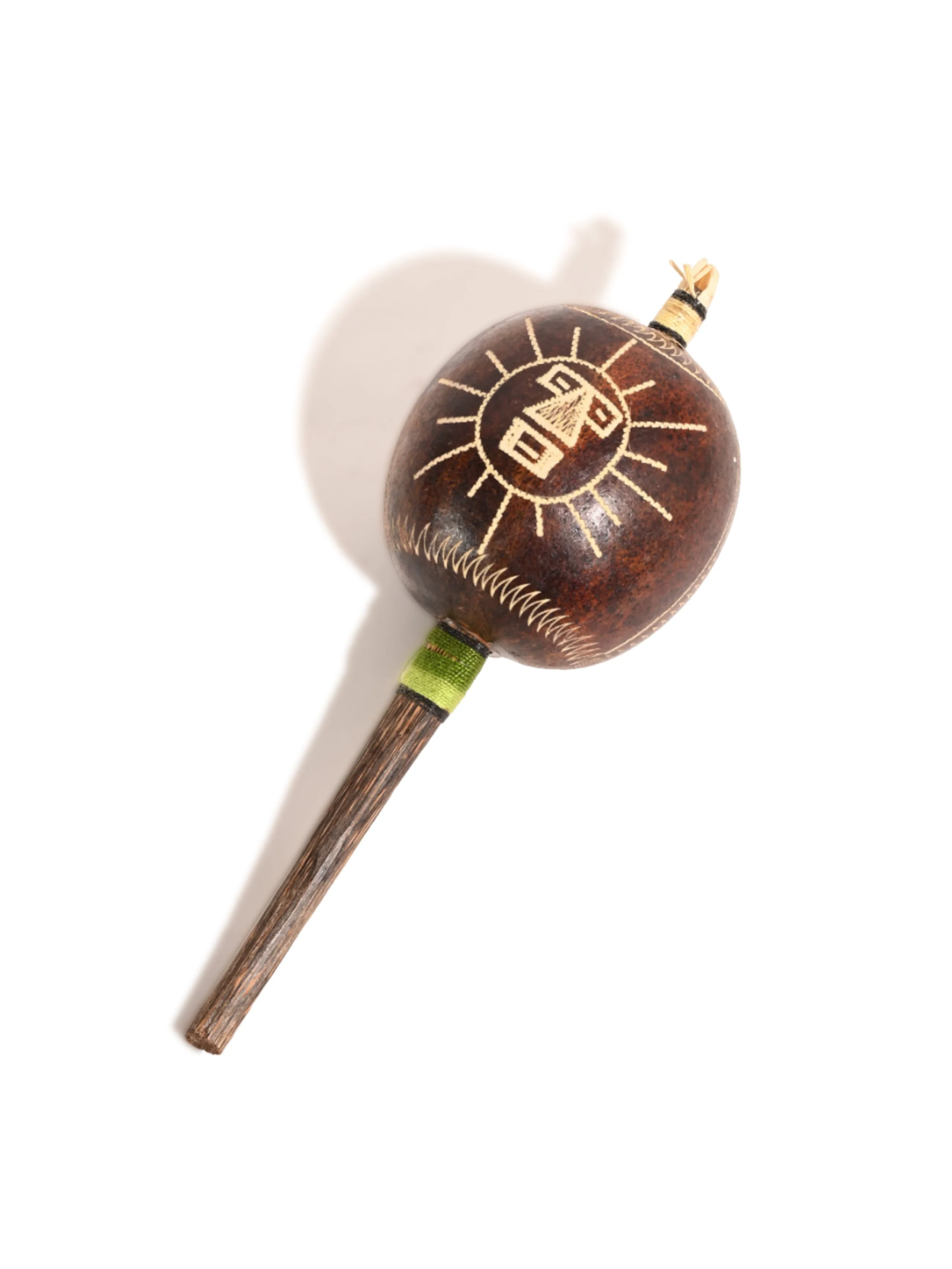 Peruvian Amazon Gourd Rattle - Moon/Sun with Rays