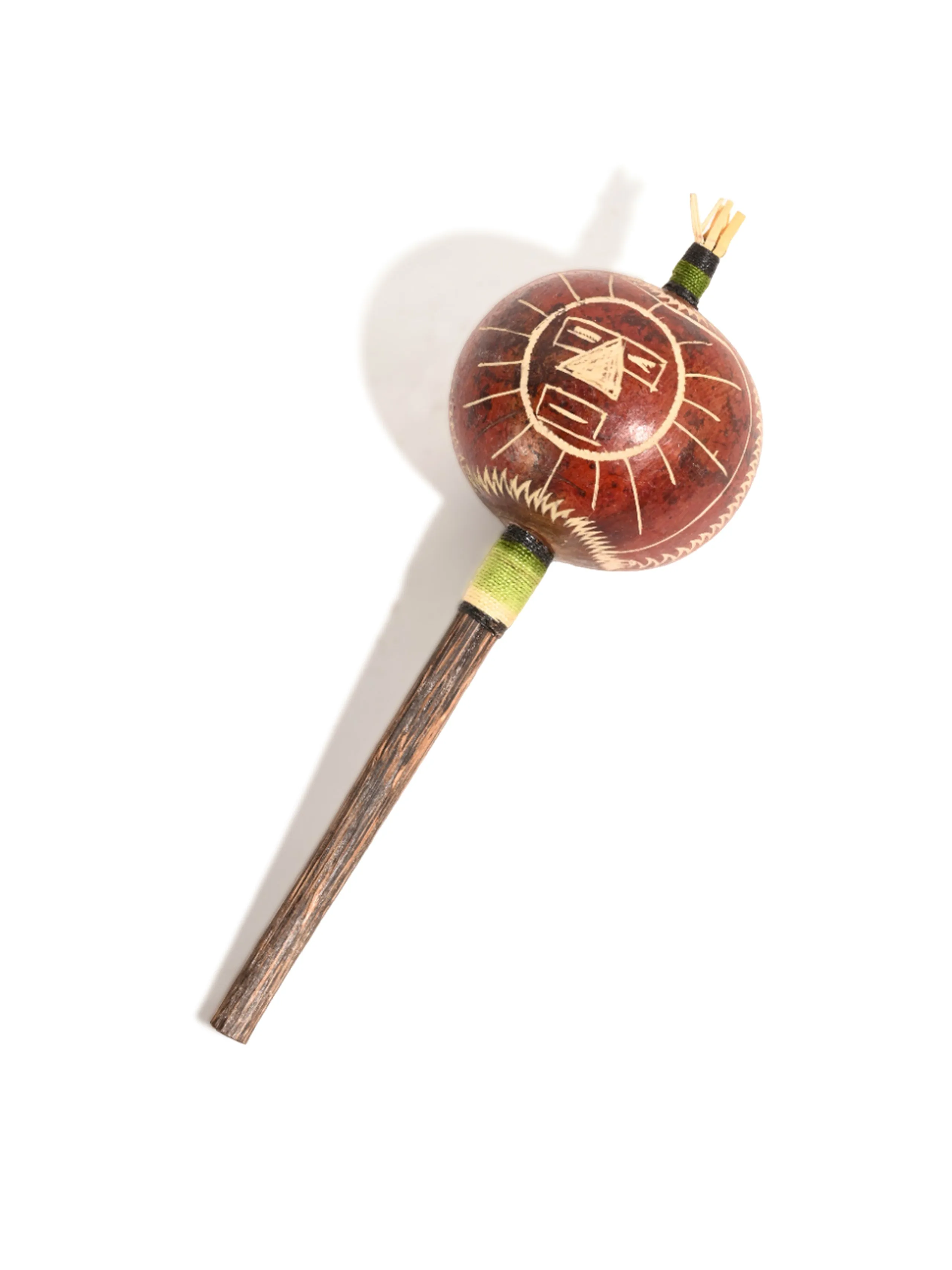 Peruvian Amazon Gourd Rattle - Moon/Sun with Rays