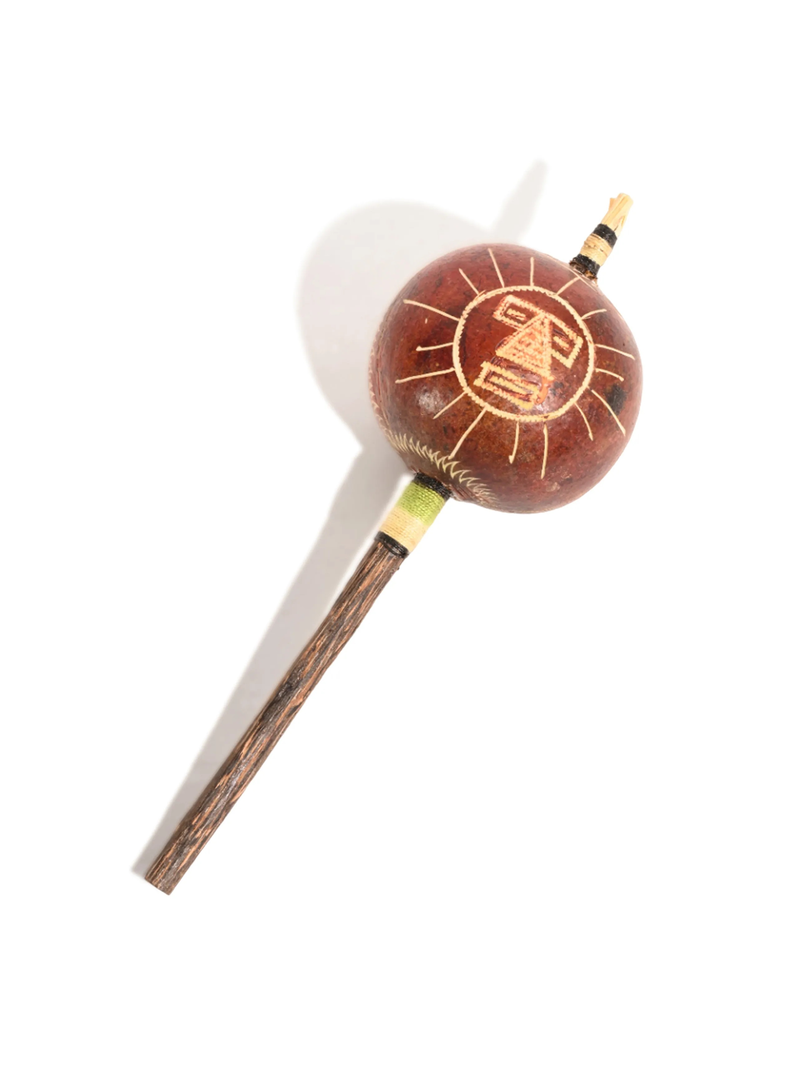 Peruvian Amazon Gourd Rattle - Moon/Sun with Rays
