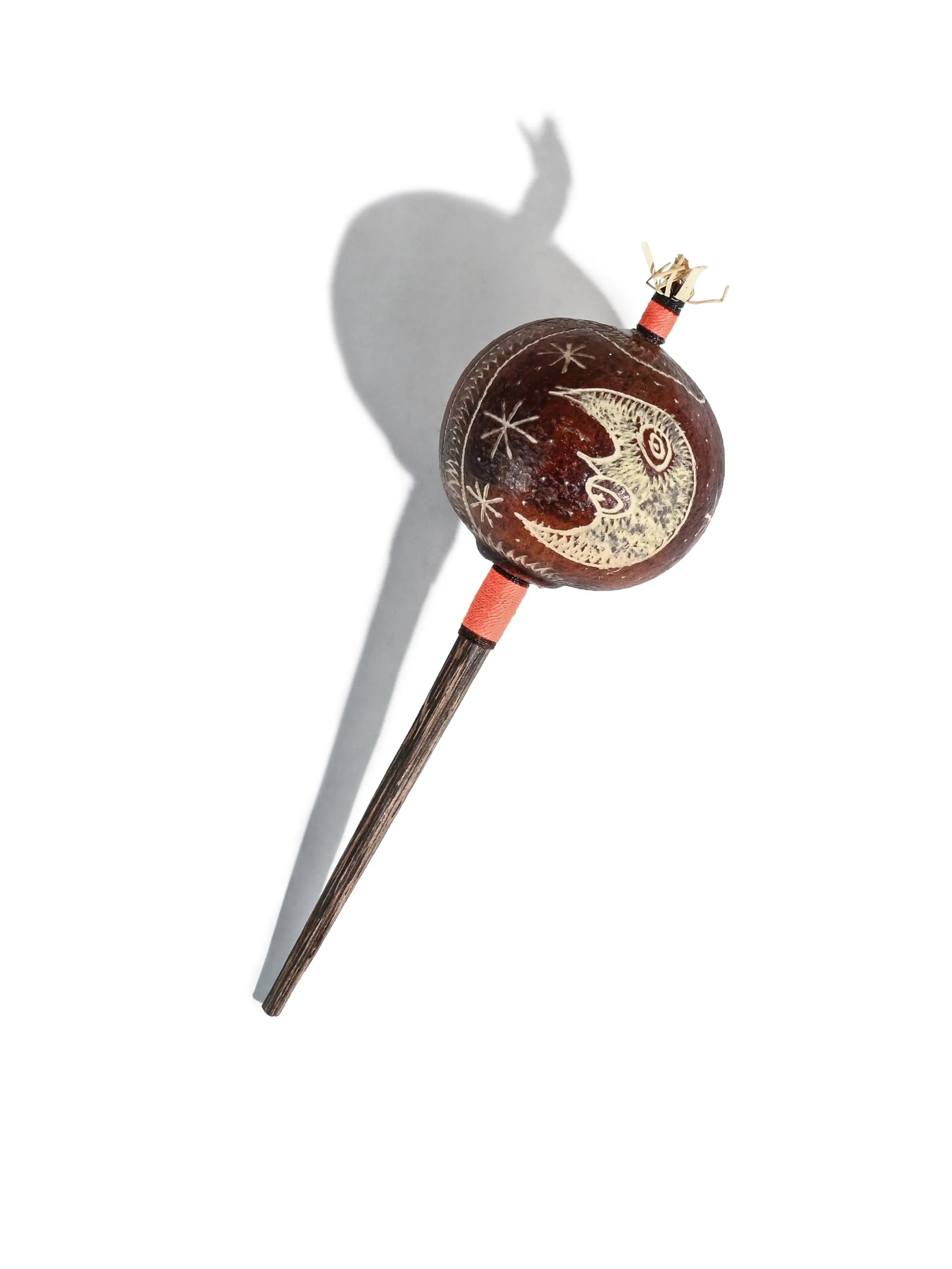Peruvian Amazon Gourd Rattle - Moon/Sun