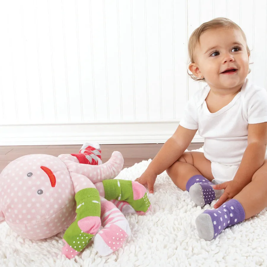 "Mrs. Sock T. Pus" Plush Plus Octopus with 4 Pairs of Socks - Pink