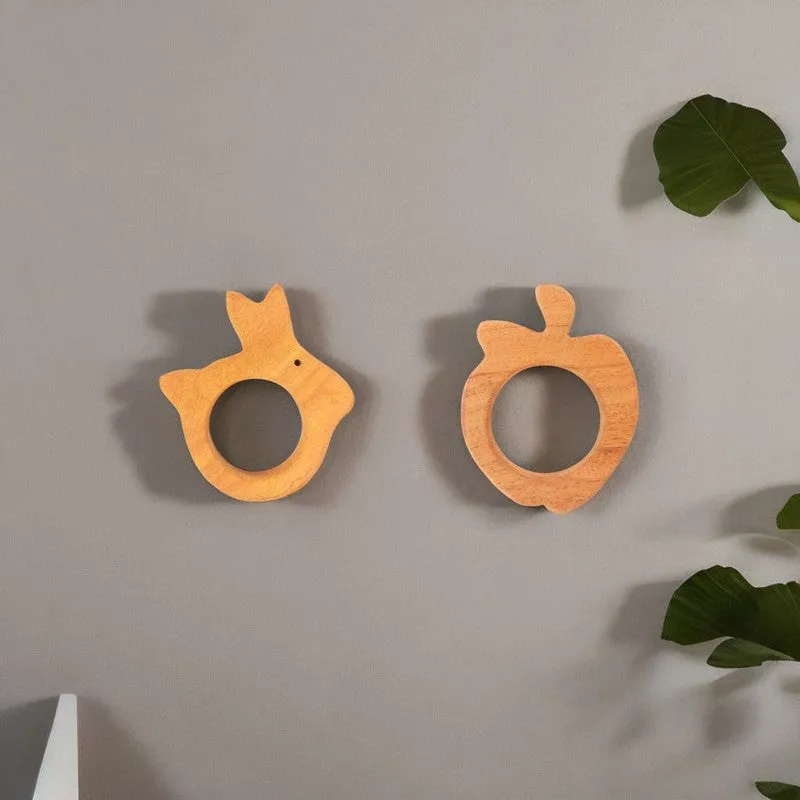 Rabbit and Apple Shapes Neem Wood Teethers