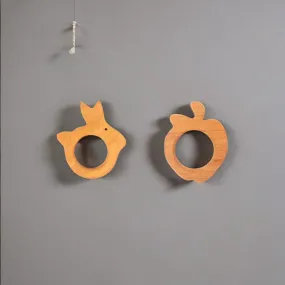 Rabbit and Apple Shapes Neem Wood Teethers