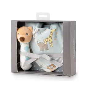 Rattle & Bib Set - Safari Bear