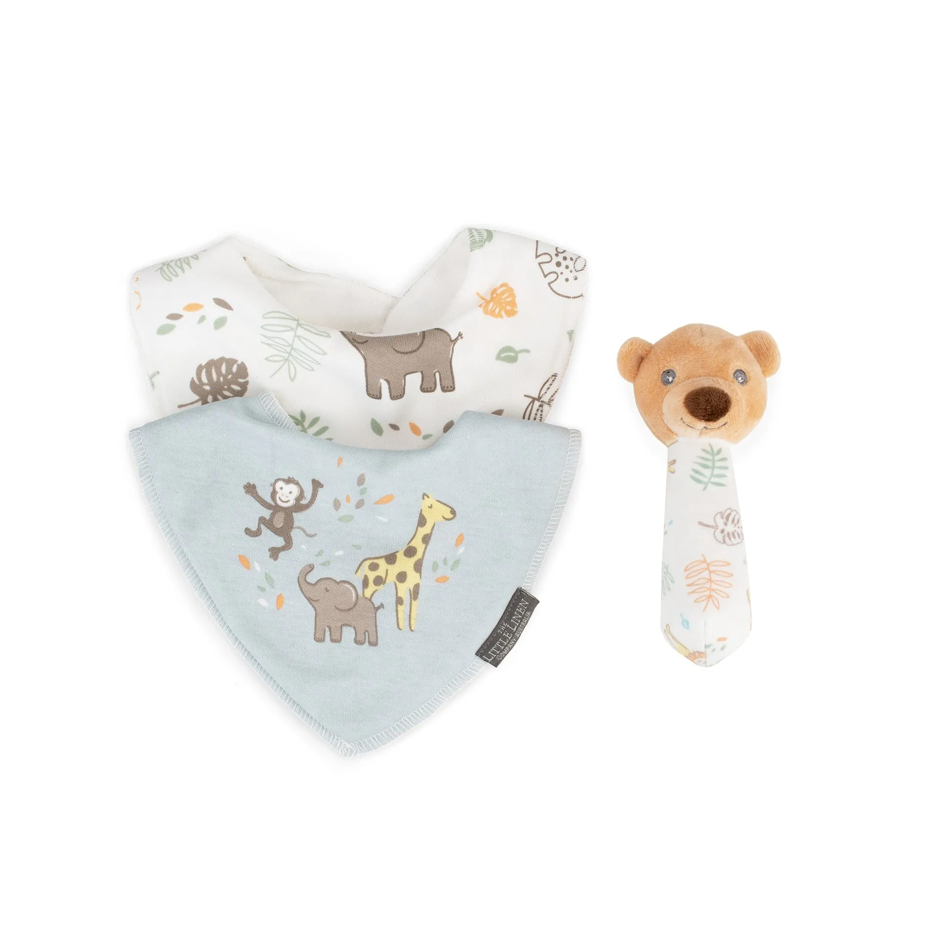 Rattle & Bib Set - Safari Bear