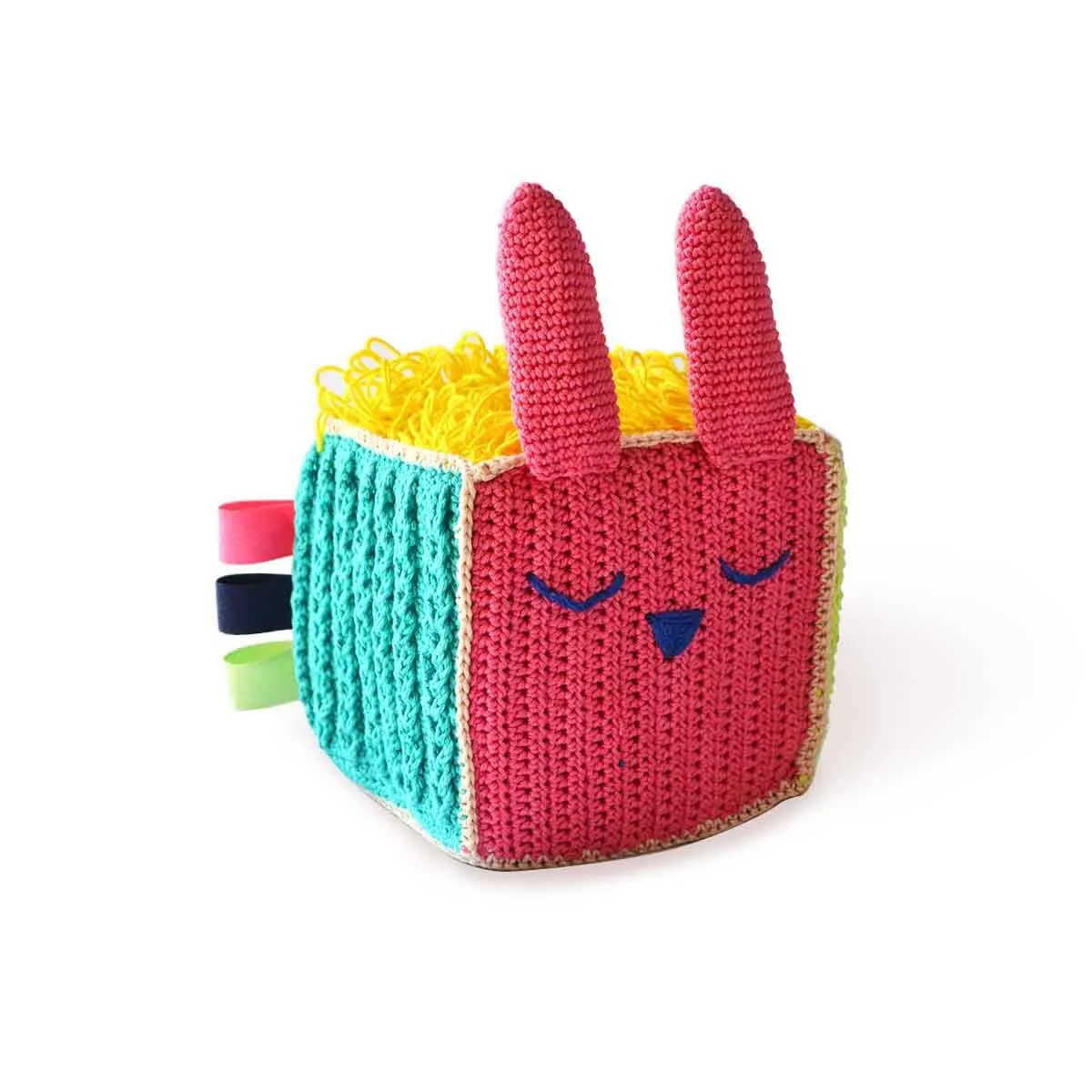 Shumee Crochet Sensory Cube for Babies (0-2 Ys) | Activity Handmade Cube Toy for Babies Toddlers, Boys, Girls, Sensory & Imaginative Plush Toy | Educational & Learning Baby Toys, Multi