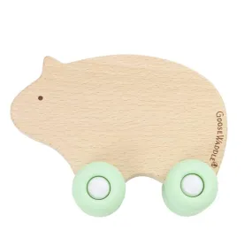 Silicone   Wood Teether with Wheels (3 Colors)