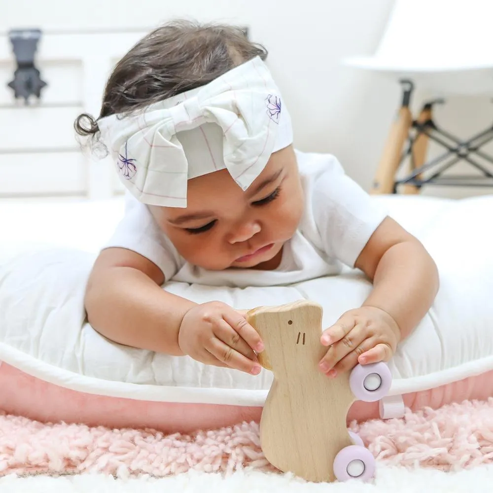 Silicone   Wood Teether with Wheels (3 Colors)