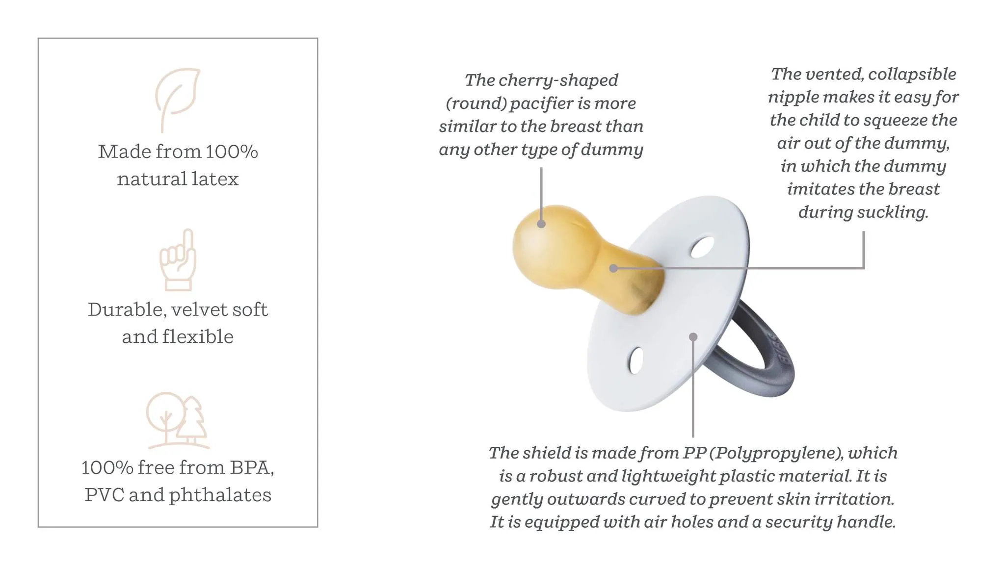 Soother - Pacifier - 100% Natural Rubber - Size 1 - Set Of 2