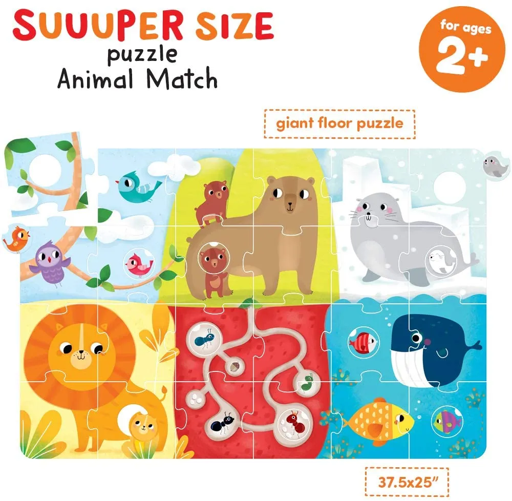 SUPER SIZE PUZZLE ANIMAL MATCH 34PC