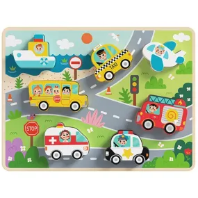 Tooky Toy Wooden Chunky Puzzle - Vehicles