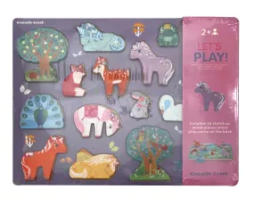 Unicorn Garden - 16 Piece Wood Puzzle Playset