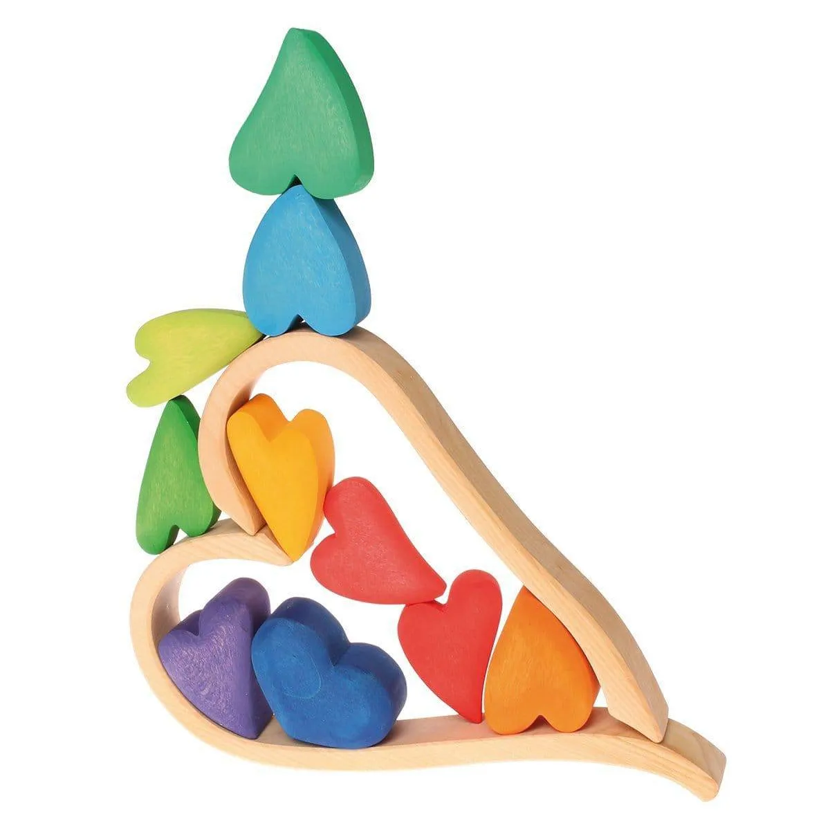 Wooden Heart Blocks - Rainbow