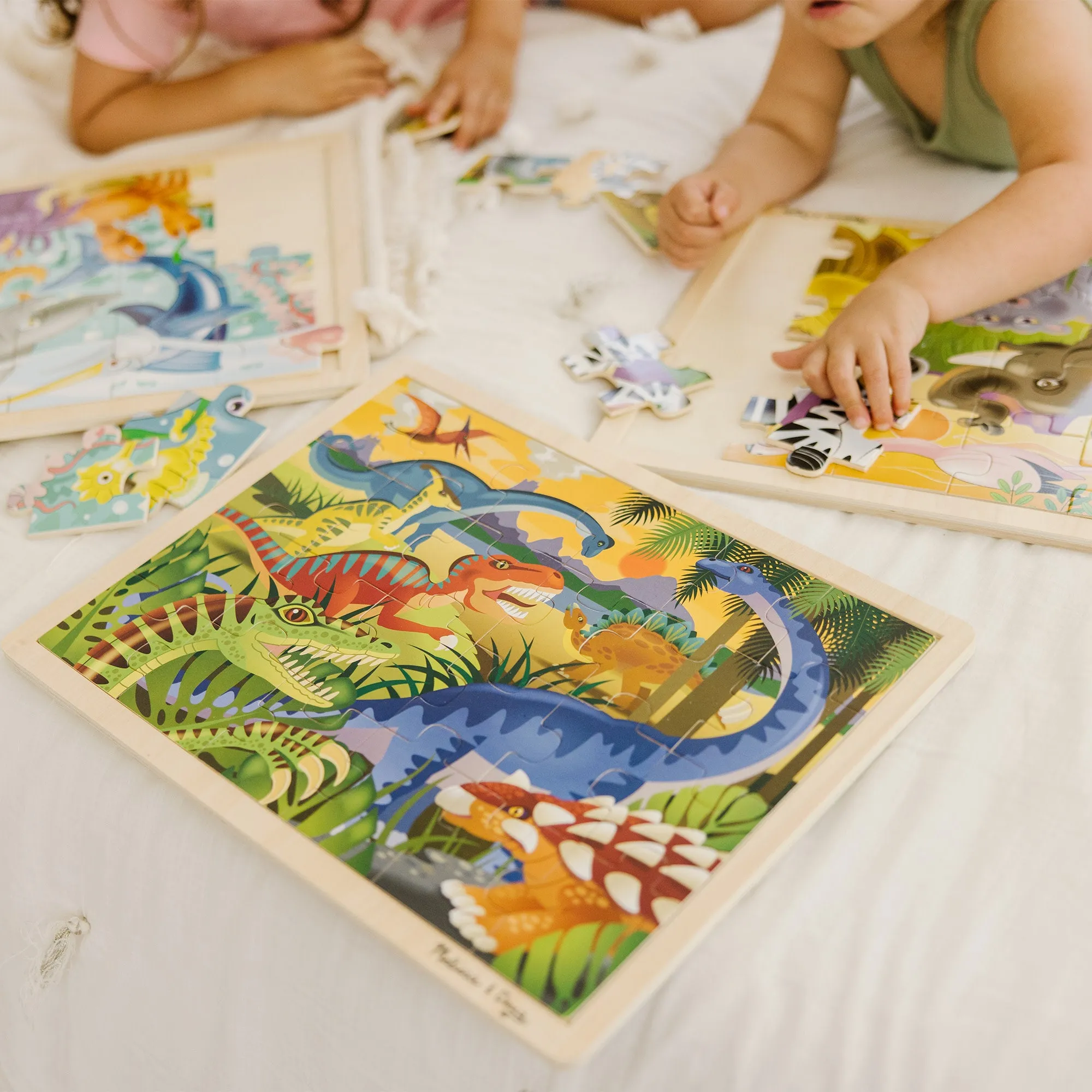 Wooden Jigsaw Puzzle 3-Pack: Dinosaur, African Plains, Under the Sea