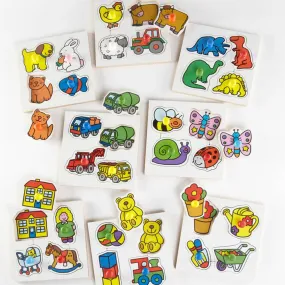 Wooden Large Peg Toddler Puzzle Boards Set 8pk